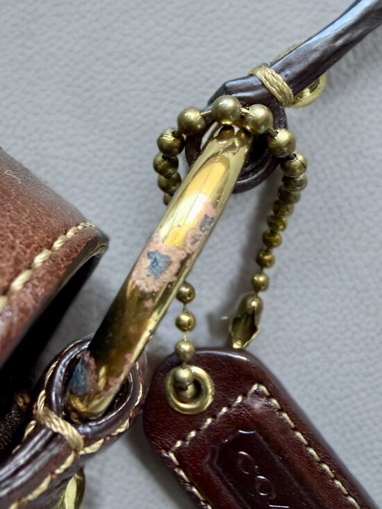 Coach Y2K Green Chelsea Tweed Brown Suede Shoulder Bag 8F18 - Picture 10 of 12